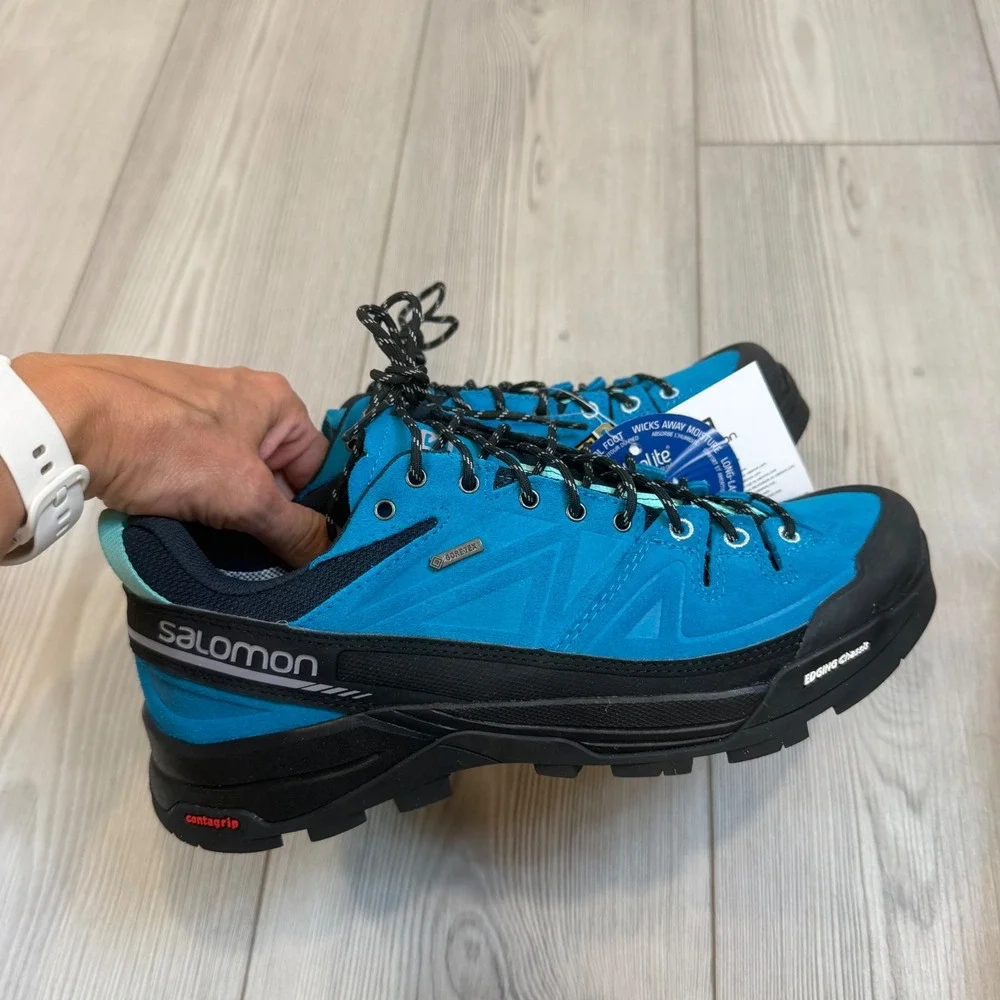Salomon X Alp LTR GTX W Hiking Shoes Blue Gore-Tex 379271 Womens 8.5 NEW